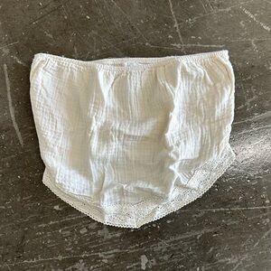 Cream White Lace Trim Strapless Top